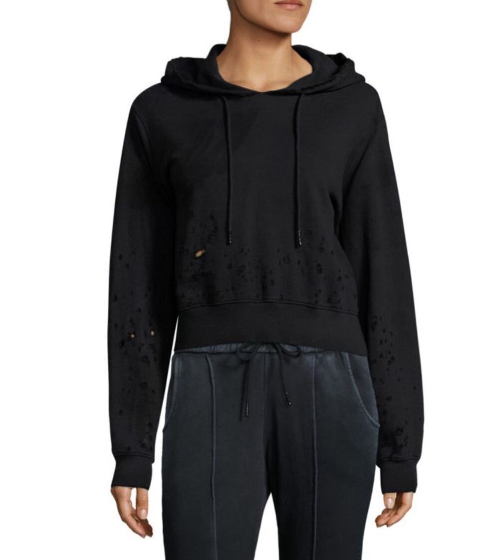 COTTON CITIZEN Cropped Sweatshirt Hoodie FLAW No Drawstring NEW $225 Size S